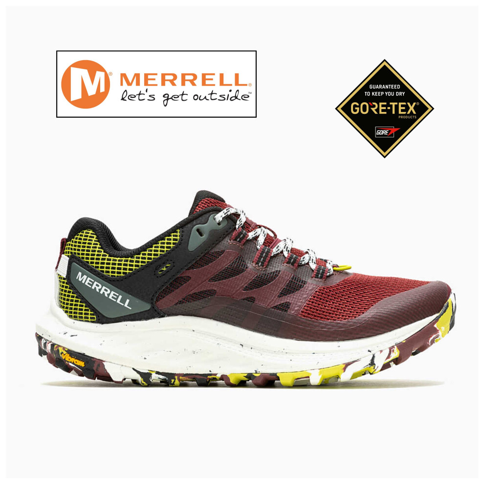 (MERRELL CARBERNET/HI VIZ Women's UK 5) ANTORA 3 GTX Women's Trail Running Shoes