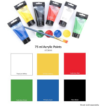 Acrylic Paints 75ml 6/Pkg-Assorted Colors