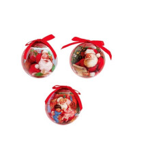 Set of 3 Traditional Santa Christmas Baubles 75mm