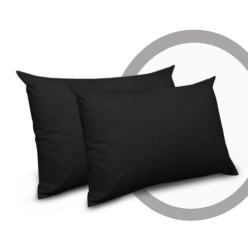 Imperial Rooms (Black, Pillow Cases Only(50 x 75 cm)) Fitted Sheet Bed Sheets Extra Deep 25CM Single Double King Sizes