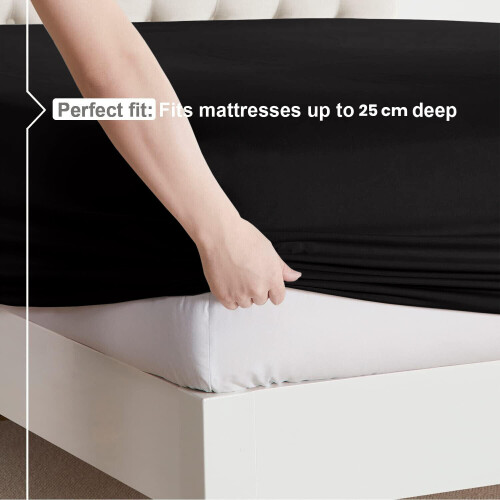 Imperial Rooms (Black, King (152 x 200 cm)) Fitted Sheet Bed Sheets Extra Deep 25CM Single Double King Sizes 1
