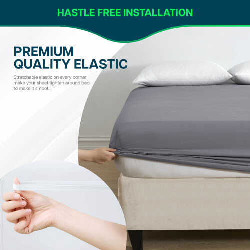 Imperial Rooms (Grey, Single (90 x 191 cm)) Fitted Sheet Bed Sheets Extra Deep 25CM Single Double King Sizes 2