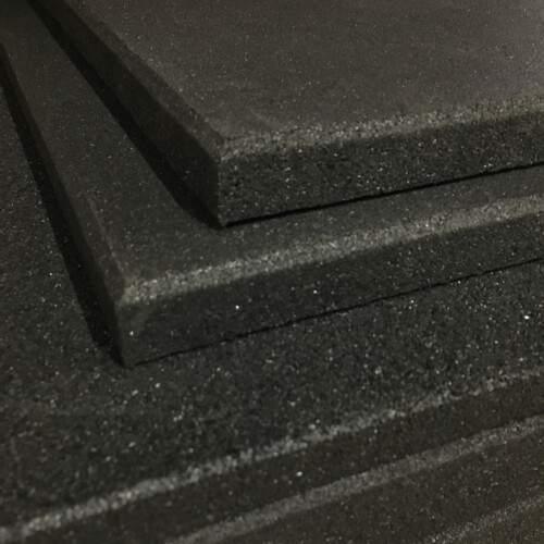 (Black, 10mm) Heavy Duty Rubber Gym Mats - 1m x 1m