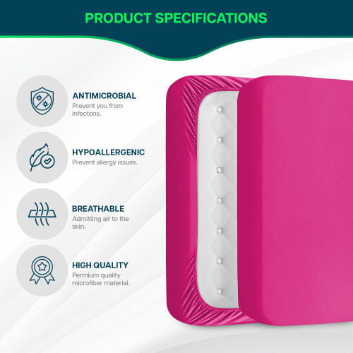 Imperial Rooms (Pink , Single (90 x 191 cm)) Fitted Sheet Bed Sheets Extra Deep 25CM Single Double King Sizes 1