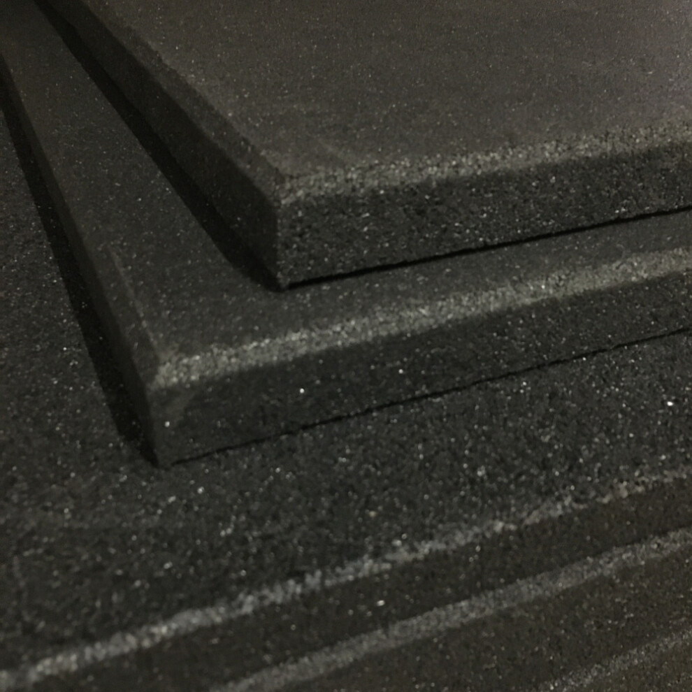 (Black, 30mm) Heavy Duty Rubber Gym Mats - Non-Slip - 1m x 1m