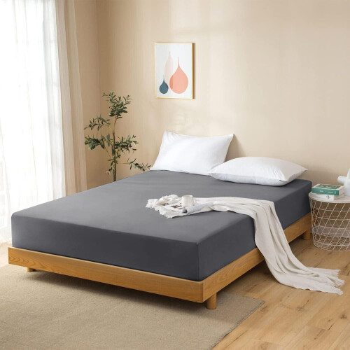 Imperial Rooms (Grey, Double (137 x 190 cm)) Fitted Sheet Bed Sheets Extra Deep 25CM Single Double King Sizes 1