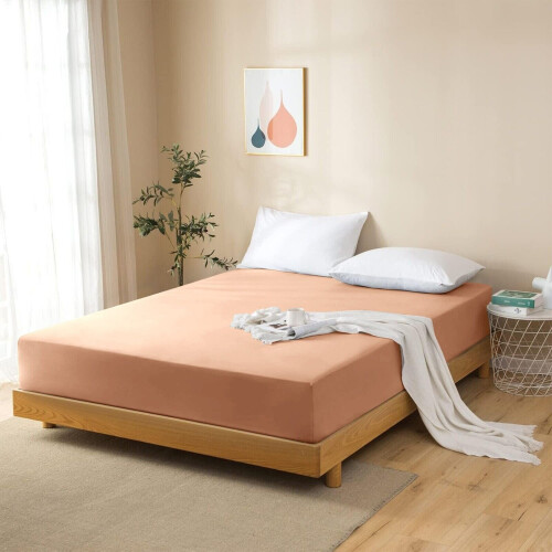 Imperial Rooms (Peach, Single (90 x 191 cm)) Fitted Sheet Bed Sheets Extra Deep 25CM Single Double King Sizes 1