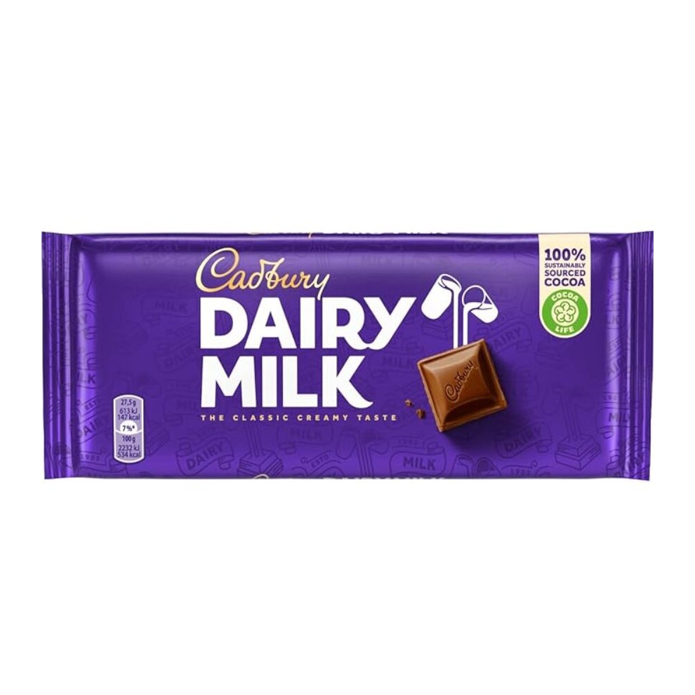 Cadbury Dairy Milk Chocolate Bar 17 x 110g Bars Delicious Tasty