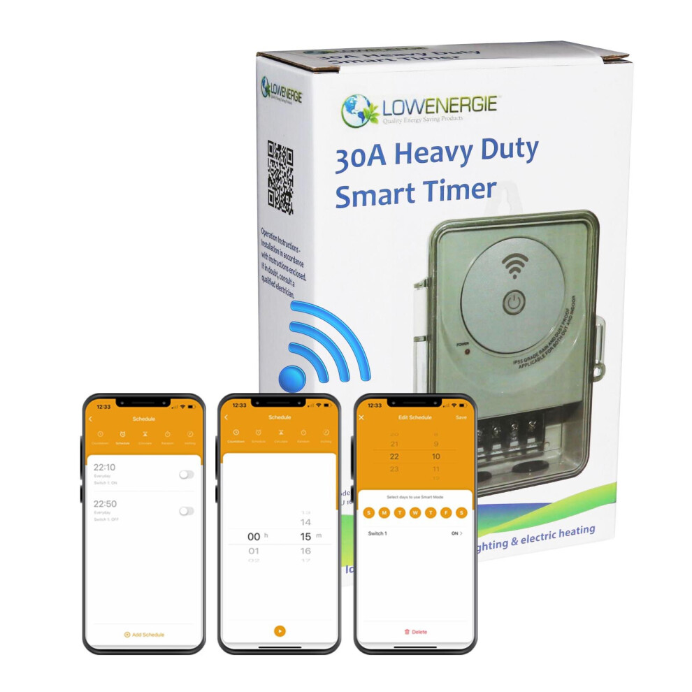 Lowenergie Heavy Duty Timer Switch 30A 6500W Ip55 Water Resistant (Smart Wifi)