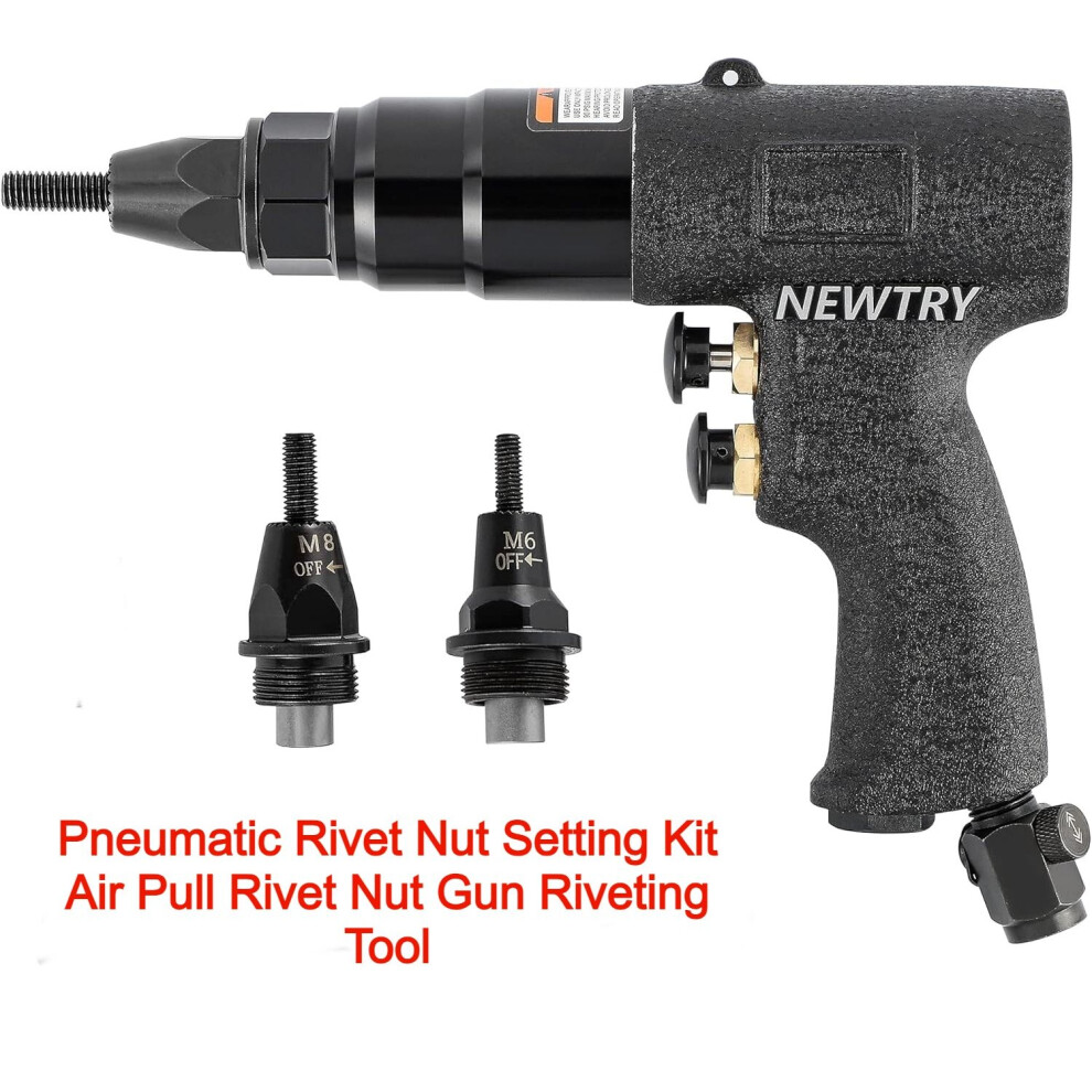 RigWig Pneumatic Rivet Nut Gun Tool, 1/4, 5/16 inch (M6 M8) Heavy Duty Adjustable Speed Air Rivet Gun, Mandrels Riveting Gun Kit Riveter Set Pull Gun