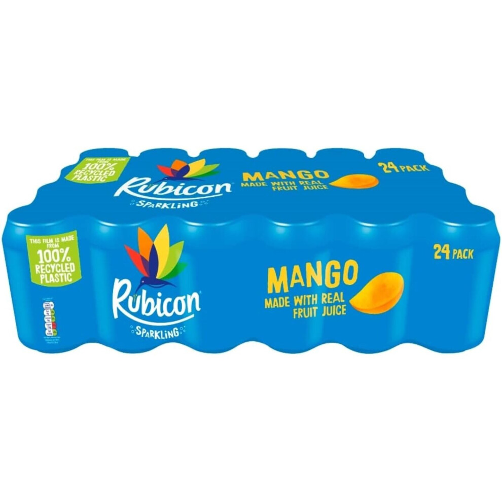 Rubicon Pack Of 24 Sparkling Mango Flavoured Fizzy Drink With Real Fruit Juice Made Of Different Stuff 24 X 330Ml Cans