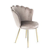 Genesis Mini Flora Accent Chair with Petal Back Scallop Armchair in Velvet - Taupe