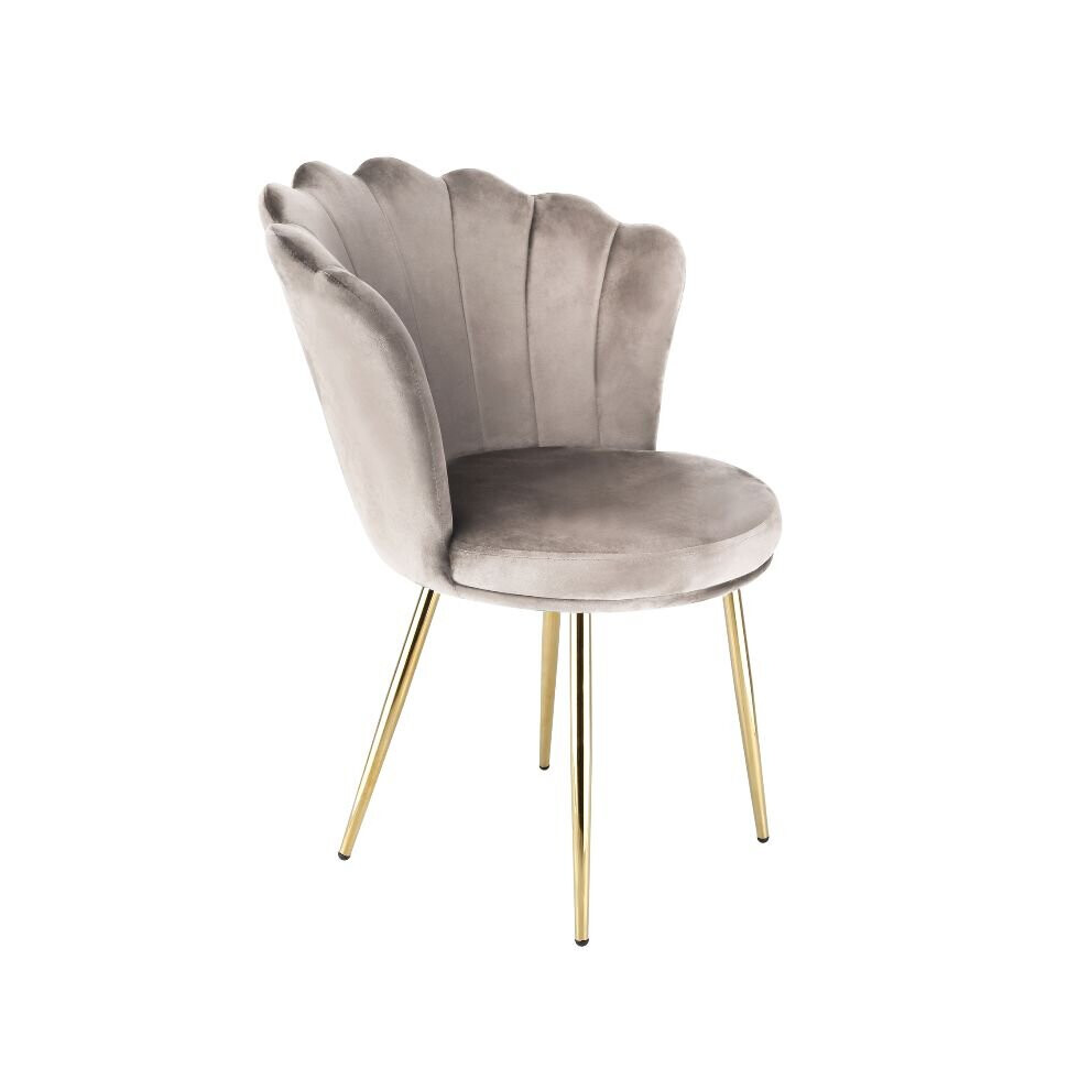 Genesis Mini Flora Accent Chair with Petal Back Scallop Armchair in Velvet - Taupe