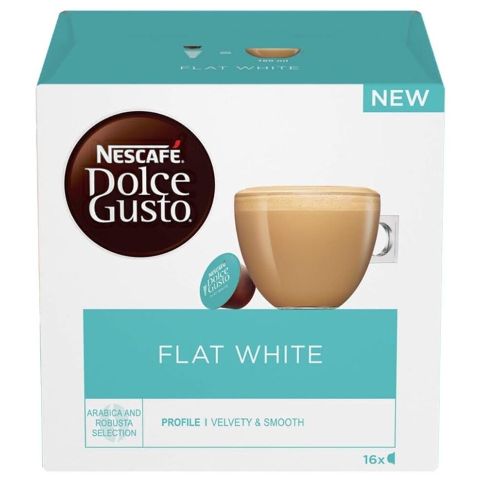 Dolce Gusto NESCAFE Flat White Coffee Pods total of 48 Coffee Capsules Creamy Coffee Flavour (3 Packs)