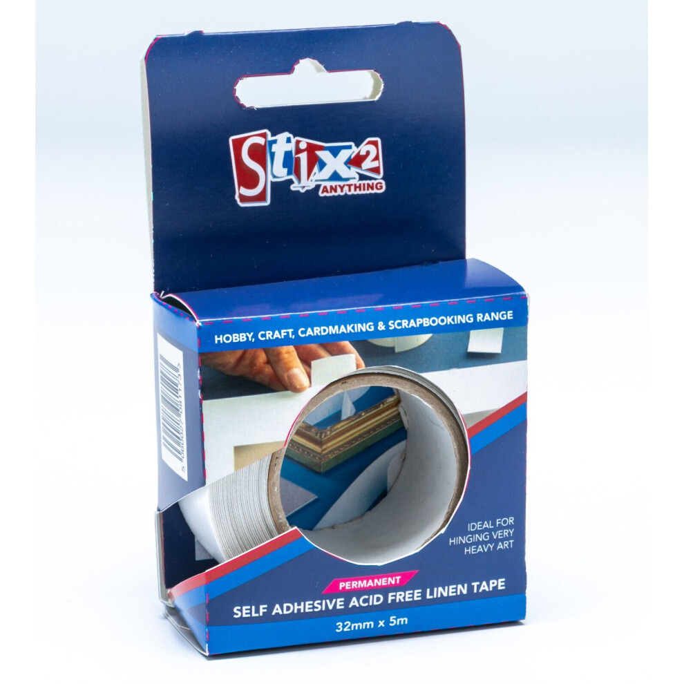Stix2 Self Adhesive Linen Tape Permanent Acid Free Framing Roll 5m
