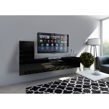 Tv Unit Cabinet Modern Living Room Furniture Set Floating Black gloss