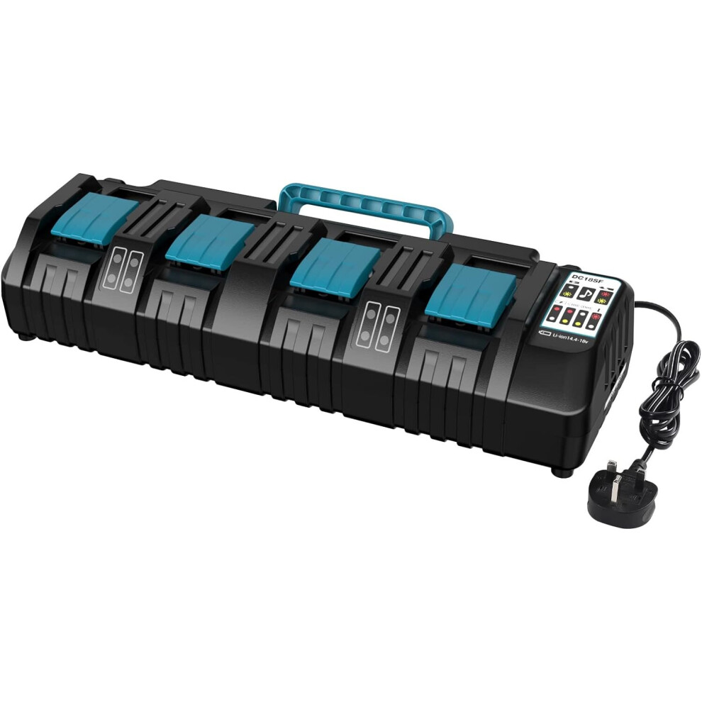 Photos - Power Tool Battery RigWig 18V 4 Port Charger DC18SF for Makita 14.4V-18V Lithium Batteries BL1850 BL1815N BL1830 BL1840 BL1850 BL1860 3A Rapid