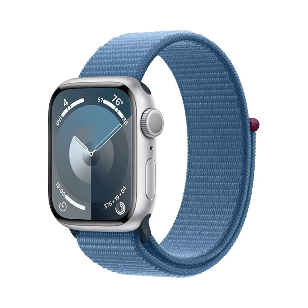 Apple Watch Series 9 Gps 41Mm Silver Aluminum Case With Winter Blue Sport Loop