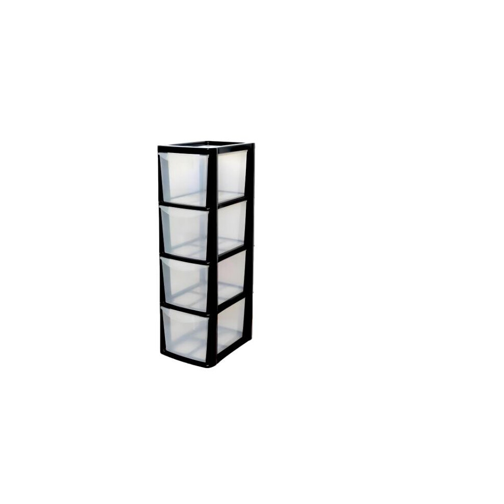 4 Drawer Tower Storage A5 Medium Plastic Home School Office Unit Black