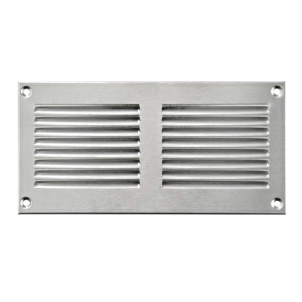Stainless Steel Air Vent Grille 200Mm X 100Mm With Fly Screen Flat Duct Cover 5056517968185