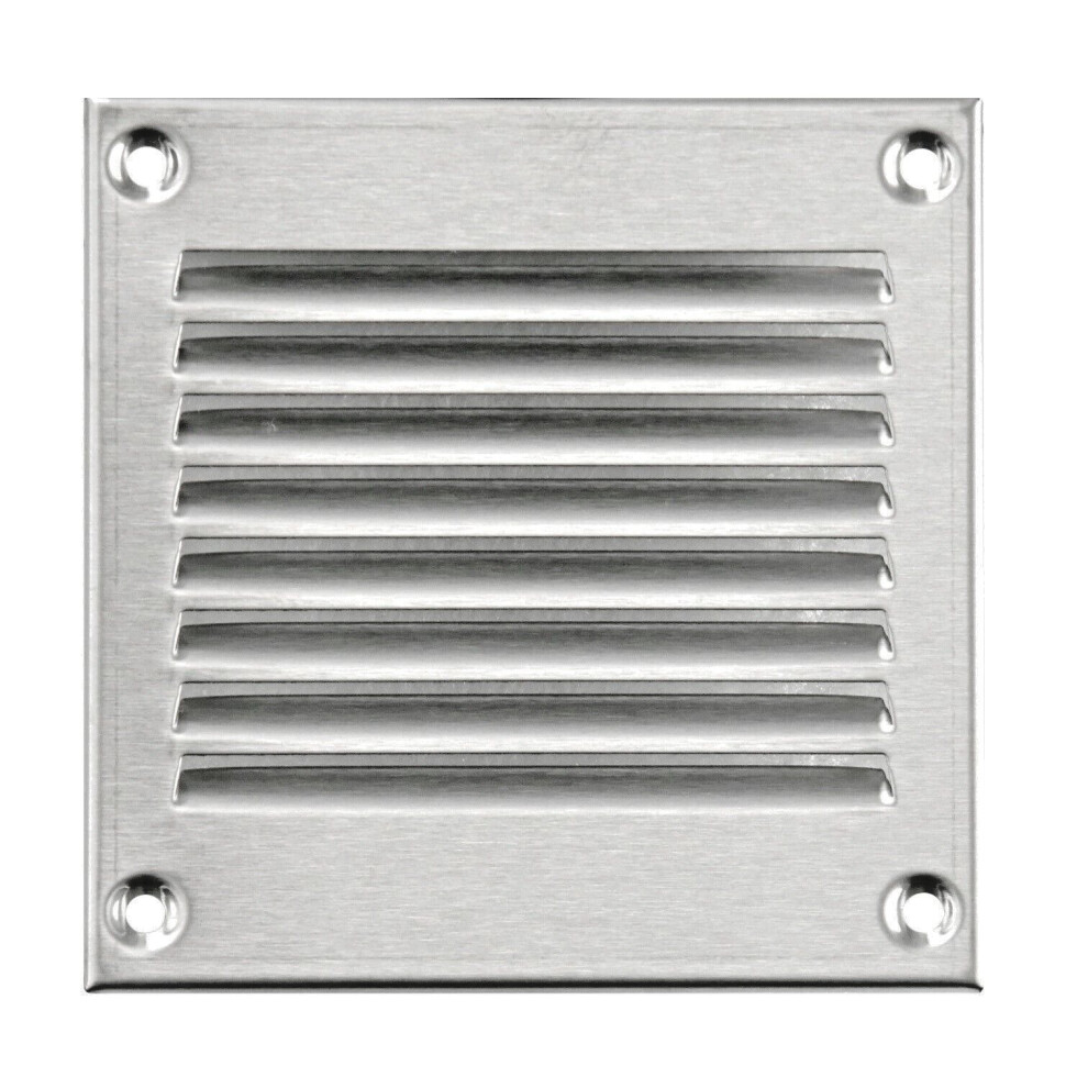 Stainless Steel Air Vent Grille 100Mm X 100Mm With Fly Screen Flat Duct Cover 5056517968192