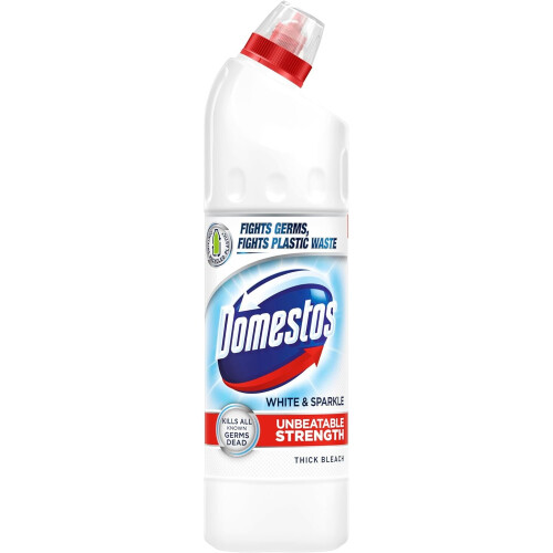 Domestos White & Sparkle Thick Bleach eliminates all known germs ...