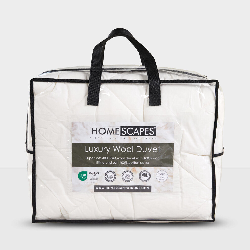 (Single (135 x 200 cm)) Premium Heavy Wool Duvet - Warm & Washable