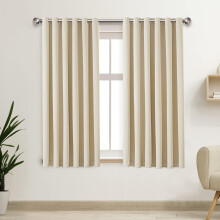 (Cream , 46" x 54") Insulated Blackout Curtain Pair Eyelet Ring Top Drape