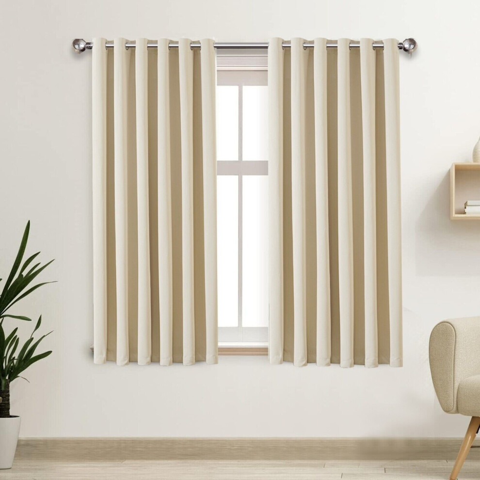 Aspire Homeware ( 46" X 54") Insulated Blackout Curtain Pair Eyelet Ring Top Drape Cream