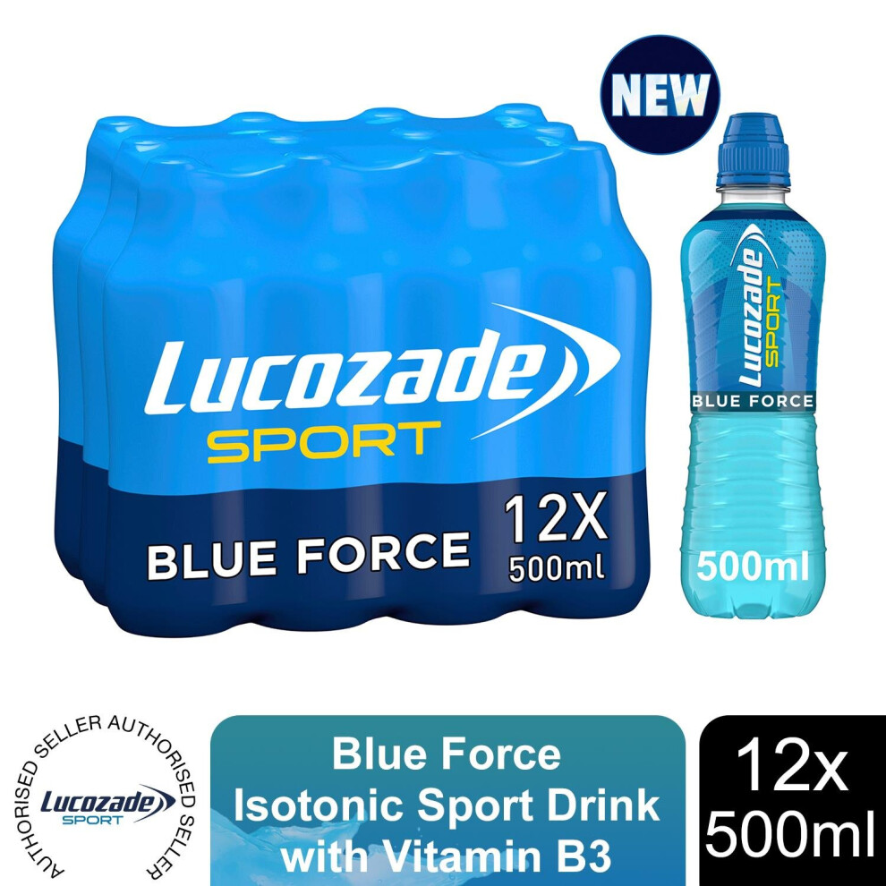 Lucozade Blue Force Isotonic Sports Drink with Vitamin-B3, 12x500ml