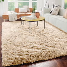 (Beige, 120 X 170 cm) Fluffy Rugs Anti-Slip Large Shaggy Rug Super Soft Mat Living Room Bedroom Carpet
