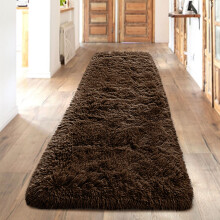 (Brown, 80 x 300 cm (2 ft 6 in x 10 ft)) Non Slip Rugs Shaggy Fluffy Rugs Runners & Bath Door Mats
