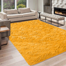 (Ochre Yellow, 160cm x 230cm (5ft 3" x 7ft 6")) Non Slip Rugs Soft Shaggy Area Rugs Runner Bath & Door Mats