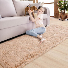 (60cm x 220cm (2ft x 7ft 7") Runner) Fluffy Beige Rugs For Living Room Kitchen Hallway Runner Non Slip Area Rug Shaggy Carpet Door Mats