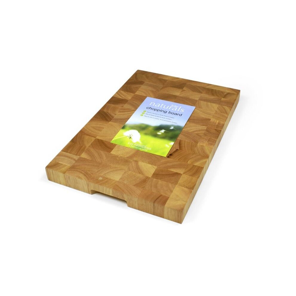 Naturals Rectangular Wooden Professional Chopping Board Butchers Block 45X30X3.5Cm With Holding Grip
