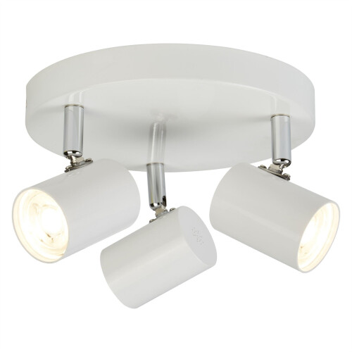 Searchlight Searchlight 3 Adjustable White & Chrome Cylinder Head Spot Plate Ceiling Light
