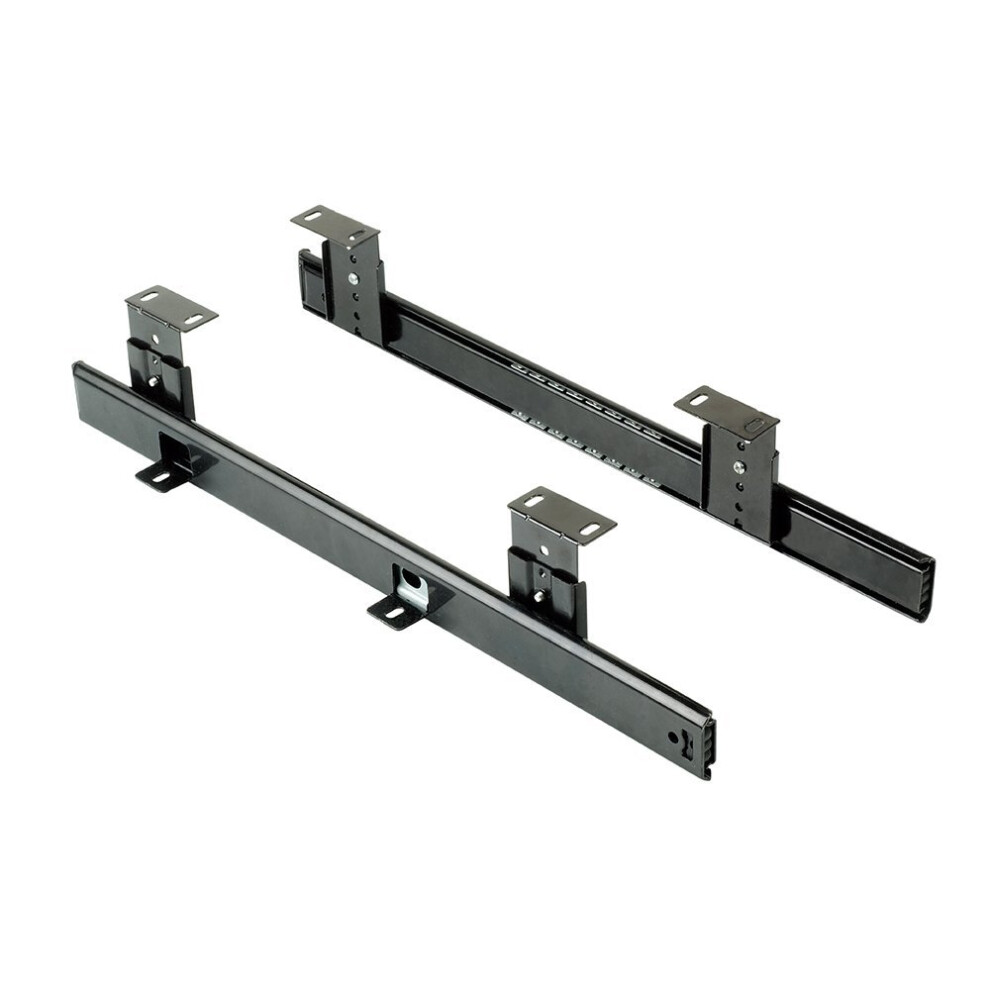 Emuca 3004109 Set of Ball-Bearing Runners with Height Adjustment for Underdesk Keyword Platform/Shelf/Drawer, Black