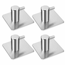 4 Pack Rustproof Stainless Steel Stick on Hooks Self Adhesive from LYSLEDa, Waterproof Strong Bonding Power Sticky Hooks for Kitchens, Bathrooms,...