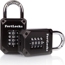 Confezione da 2 lucchetti per armadietti da palestra FortLocks - Lucchetto a combinazione a 4 cifre in acciaio inossidabile temprato resistente a