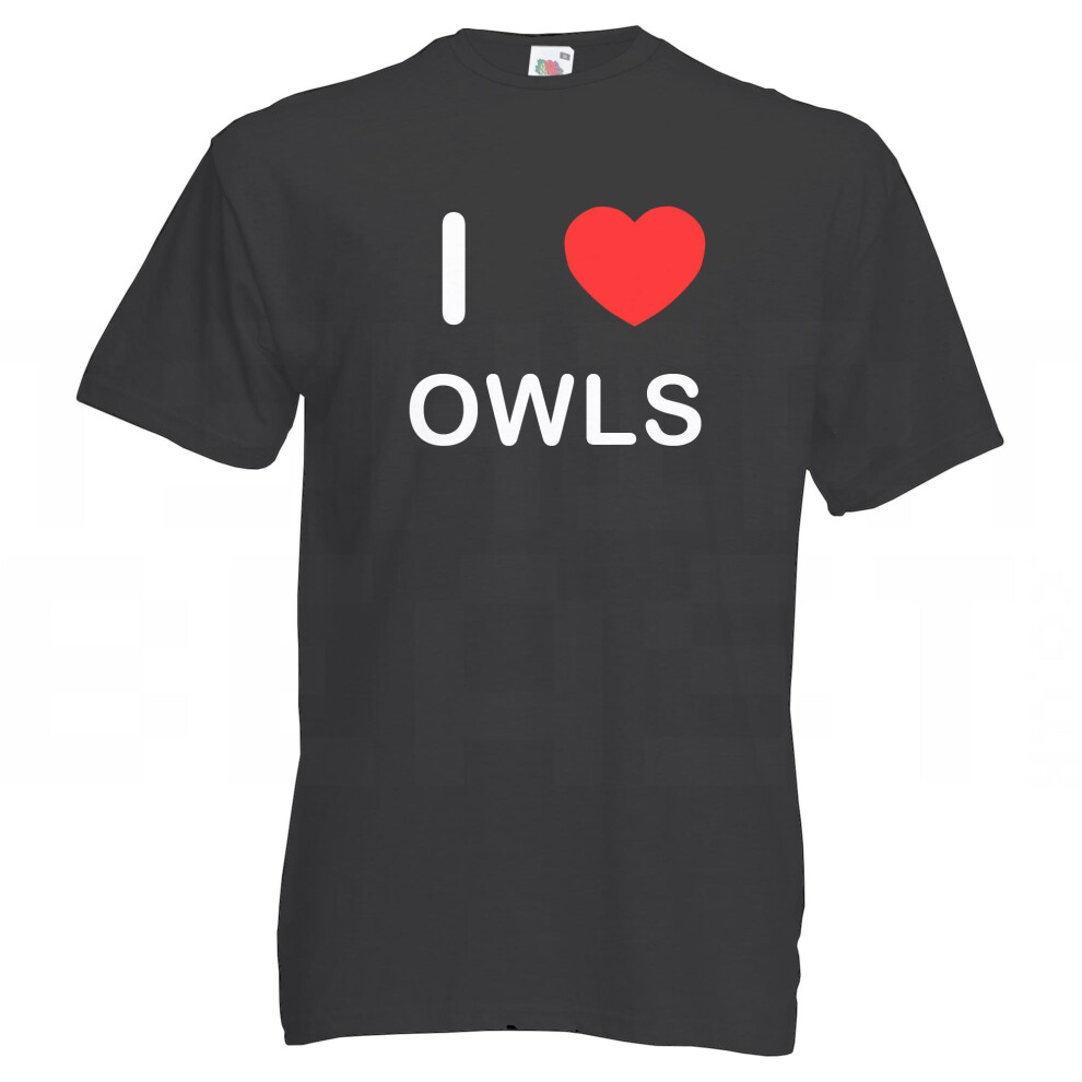 (Black, L) I Love Owls - T Shirt-image-OPC-PNP6P2-NEW