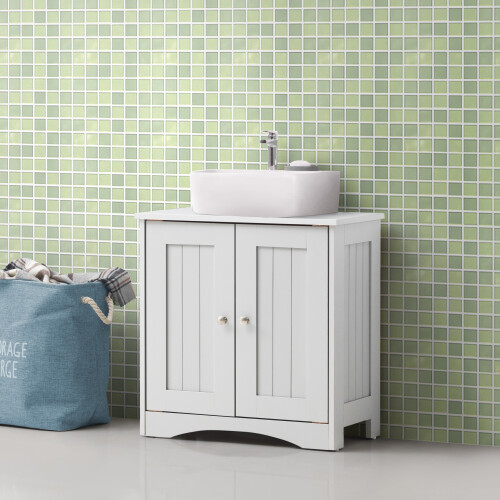 Timber Art Design UK Bathroom Sink Cabinet Under Basin Vanity Storage Cupboard Unit White