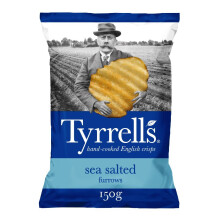 Tyrrells Sea Salted Furrows Crisps, 150 g