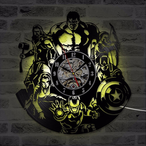The Avengers Shape Vinyl Record Marvel Comics LED Wall Clock 2