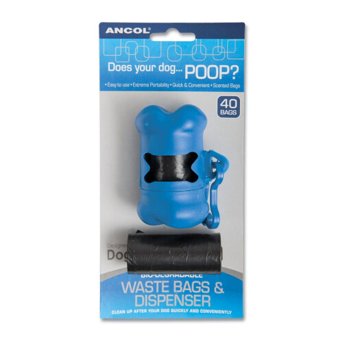 Ancol Poop Bag Bone Shaped Dispenser Inc 2 Rolls