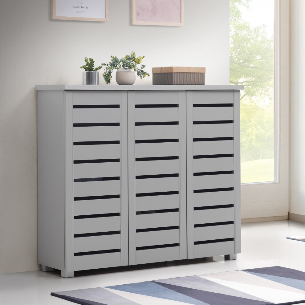 Timber Art Design Uk 5 Tier Shoe Storage Cabinet 3 Door Cupboard Stand Rack Unit Grey