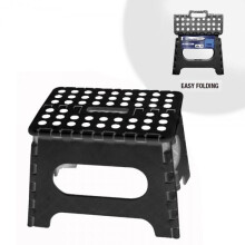Fold Away Compact Step Stool Skid Resistant Black Plastic Kitchen Home