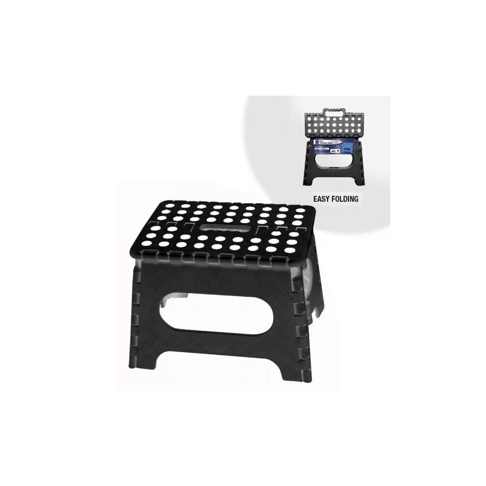 Fold Away Compact Step Stool Skid Resistant Black Plastic Kitchen Home 5025762914667