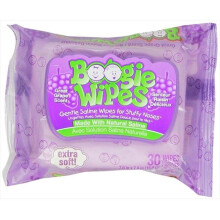 Boogie Wipes, Lingettes Nasales Douces au Sérum Physiologique, Raisin, 30 Lingettes