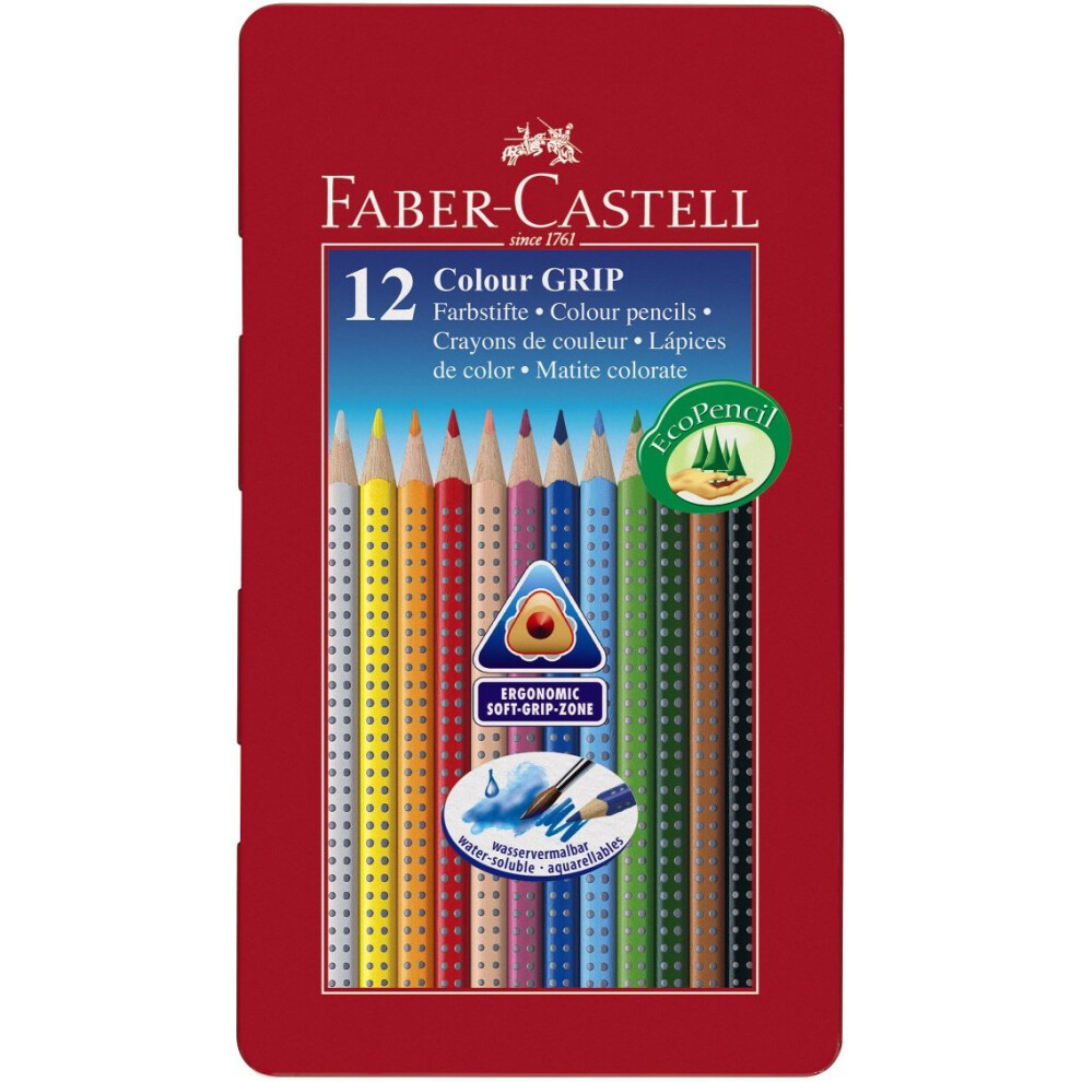 Faber-Castell Tin of 12 Colour GRIP 2001 pencils