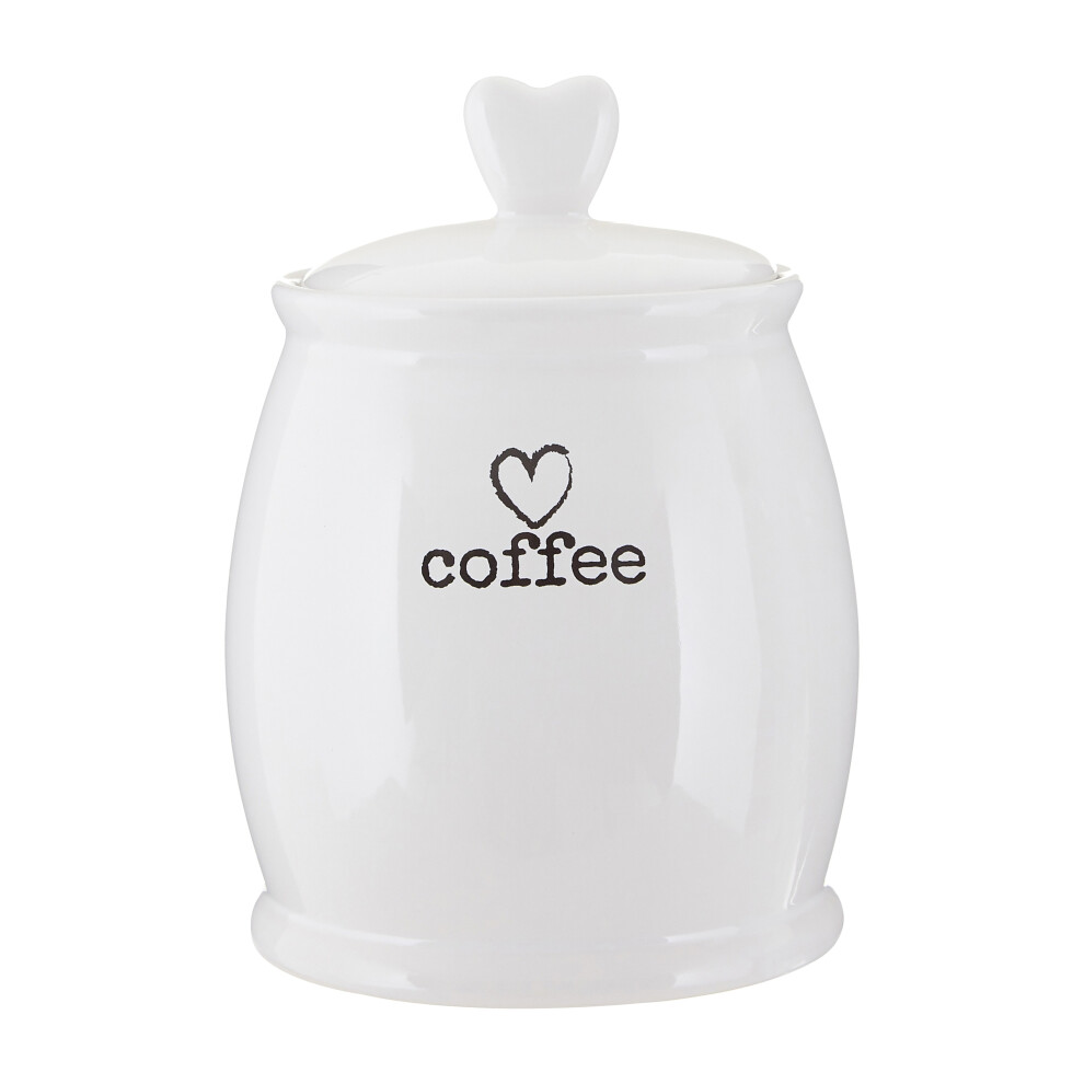 Premier Housewares Chic Design Dolomite Coffee Canister, Functional Design Canister, Durable Canister For Ingredients White